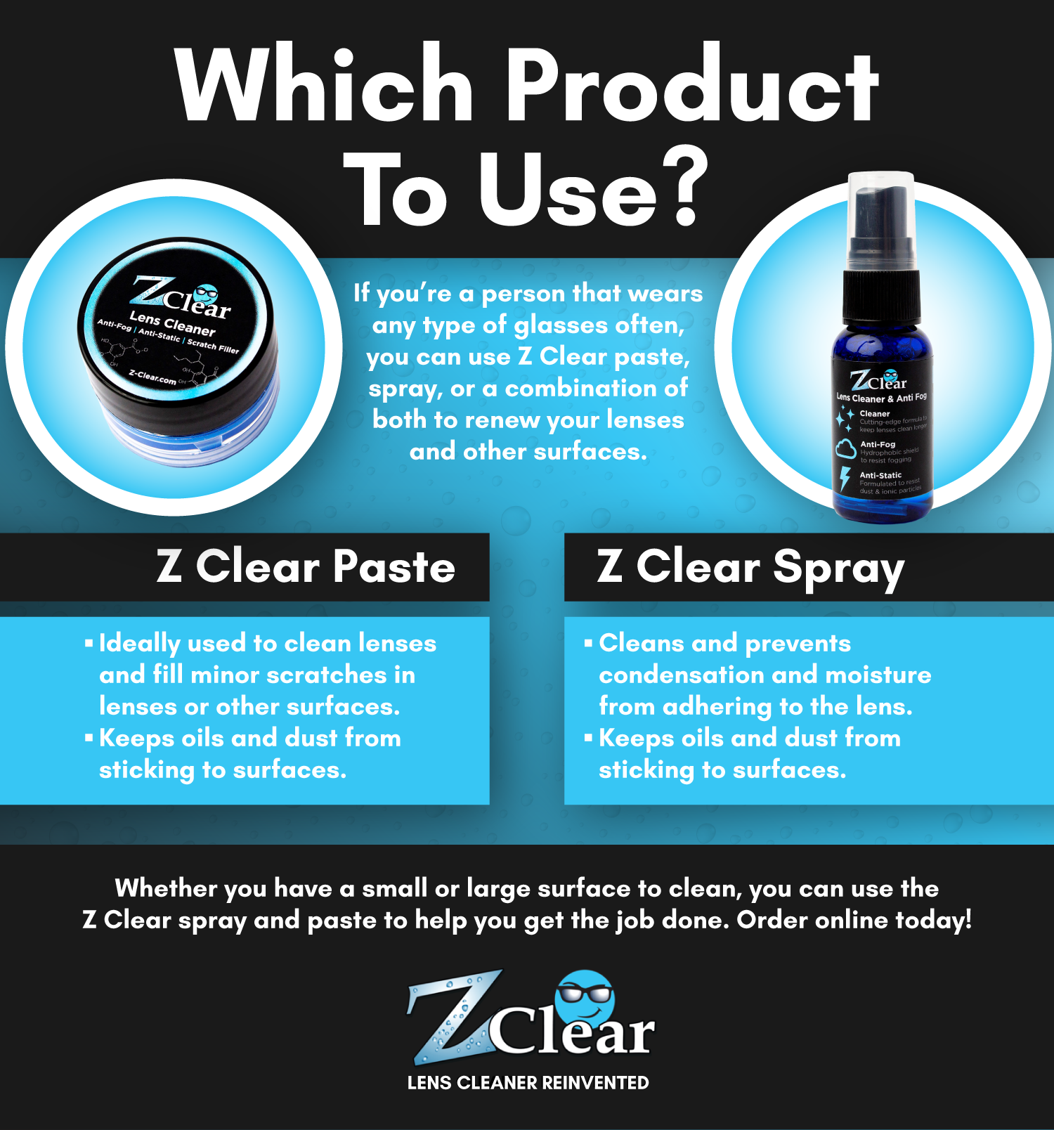Z Clear paste vs spray comparison: when to use lens cleaner paste versus anti-fog spray for glasses