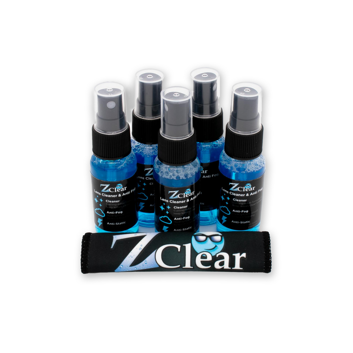 Z Clear 1oz spray and microfiber cloth ready for travel or office use