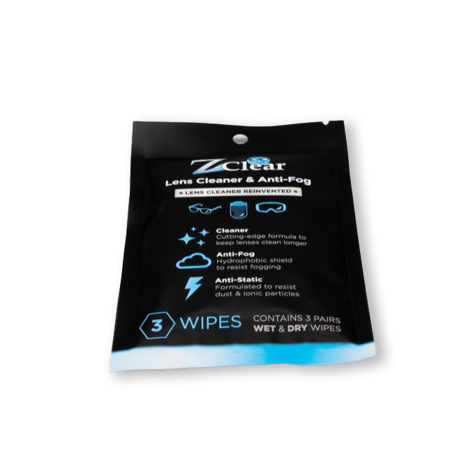 Z Clear lens wipes alongside microfiber cloth for the perfect cleaning kit