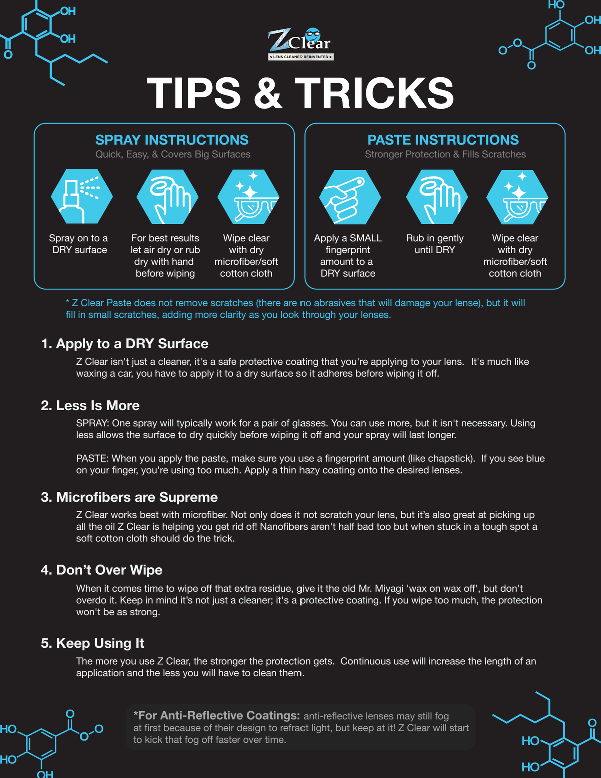 Z Clear tips and tricks guide — how to apply spray and paste