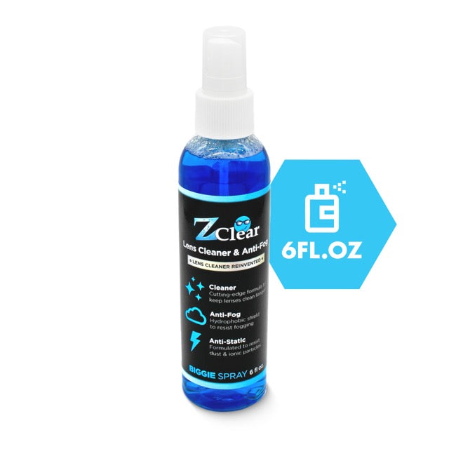 Z Clear Biggie 6oz anti-fog spray bundled with premium microfiber towel