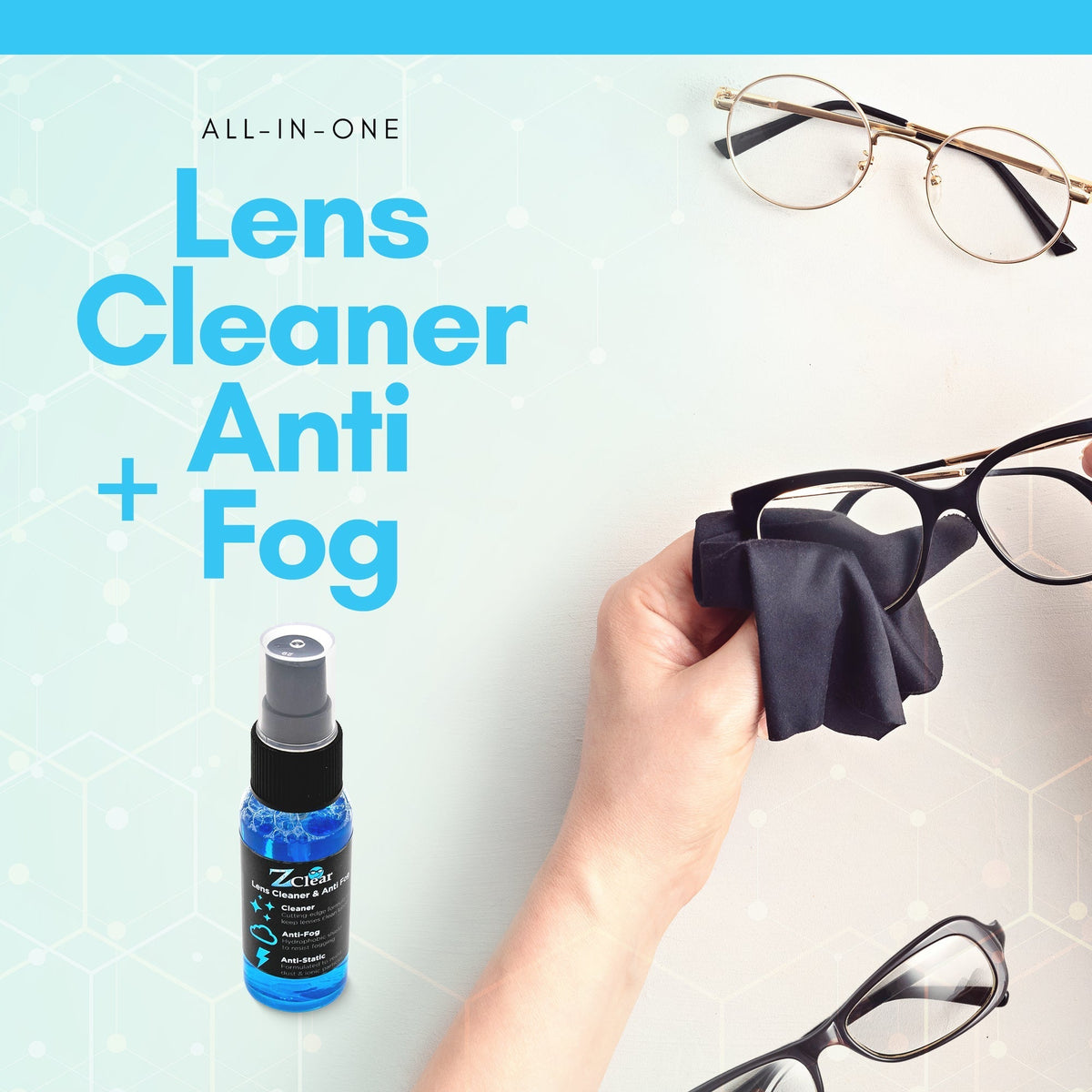 Z Clear 1oz spray combo — anti-fog lens cleaner with microfiber cloth