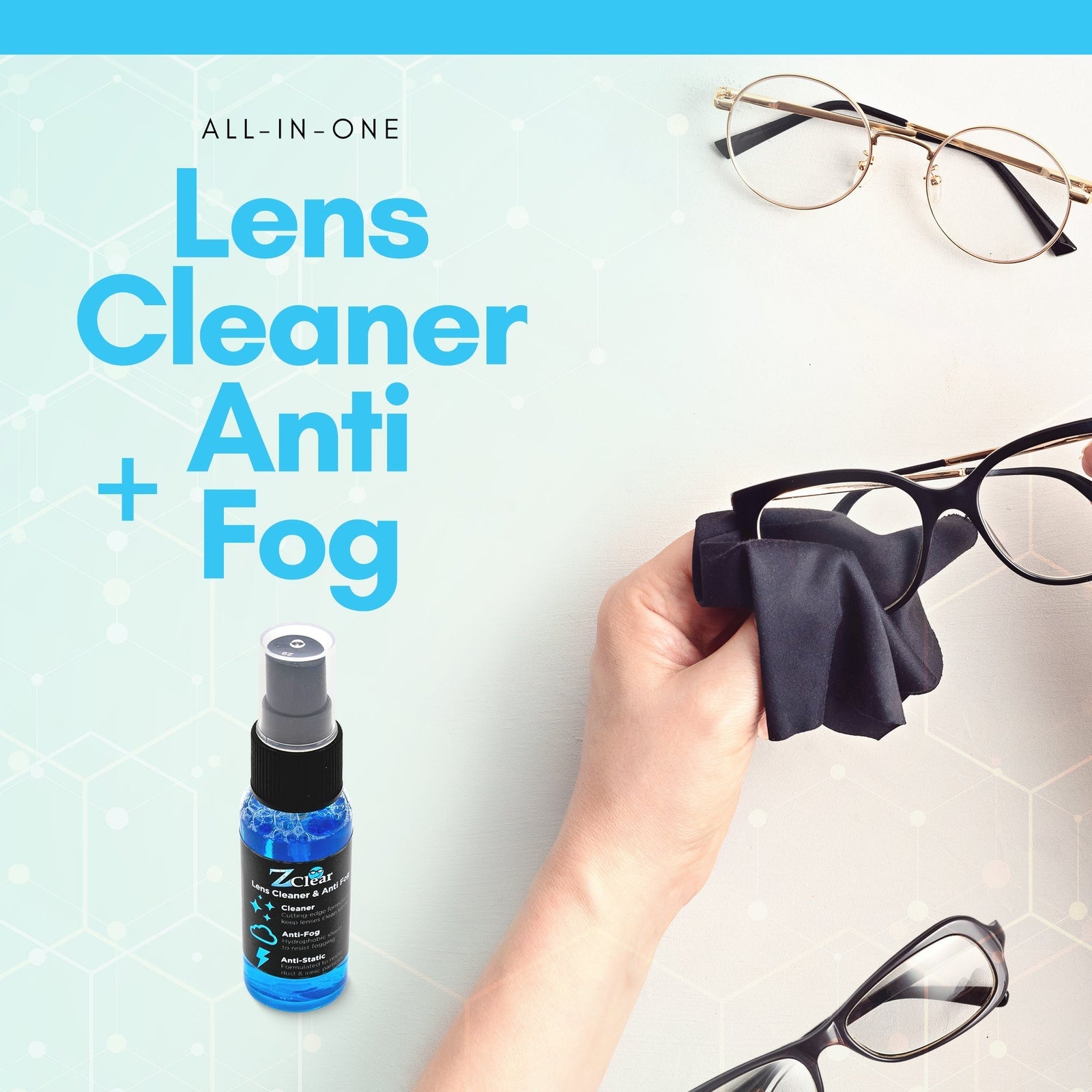 Z Clear 1oz anti-fog spray and microfiber cloth combo pack