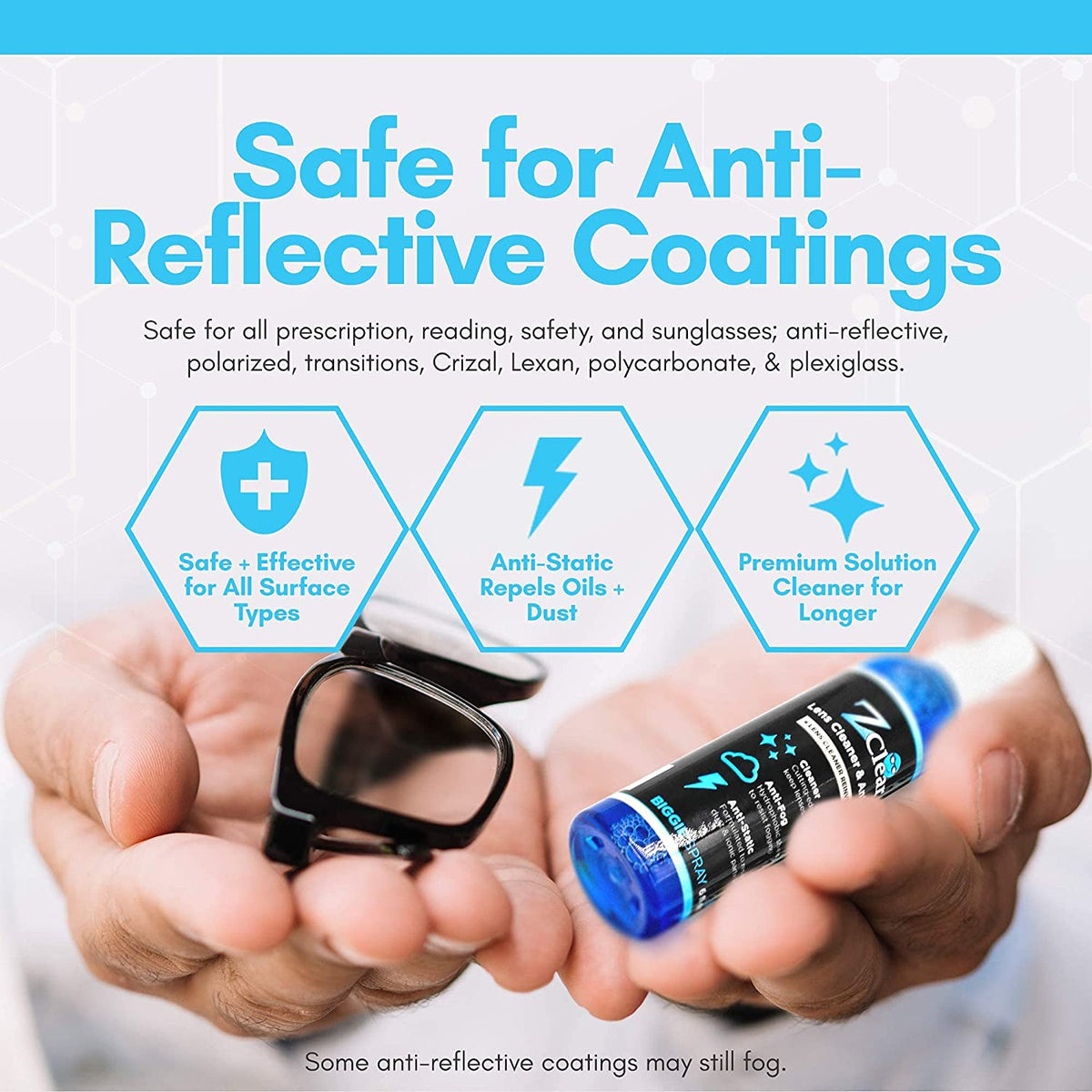 Z Clear Biggie 6oz anti-fog lens cleaner spray bottle for glasses, goggles and helmets — USA made
