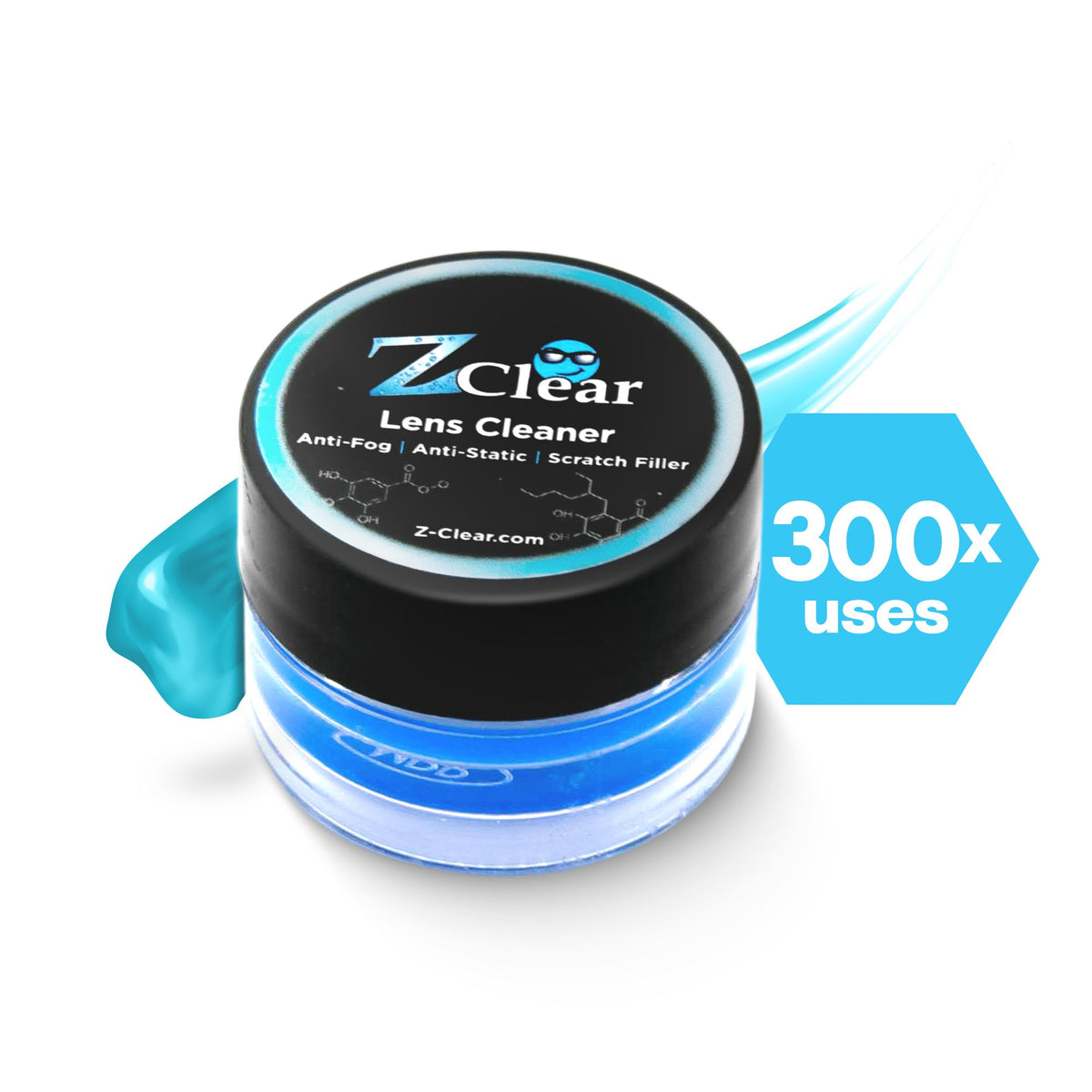 Z Clear anti-fog lens cleaner paste jar — 300 uses per jar, fills minor scratches
