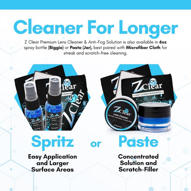 Z Clear spray vs paste comparison — choose your anti-fog lens cleaner