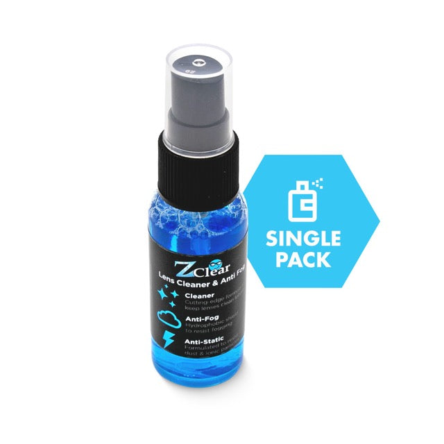 Z Clear 1oz Spritz anti-fog spray + microfiber cloth 2-pack