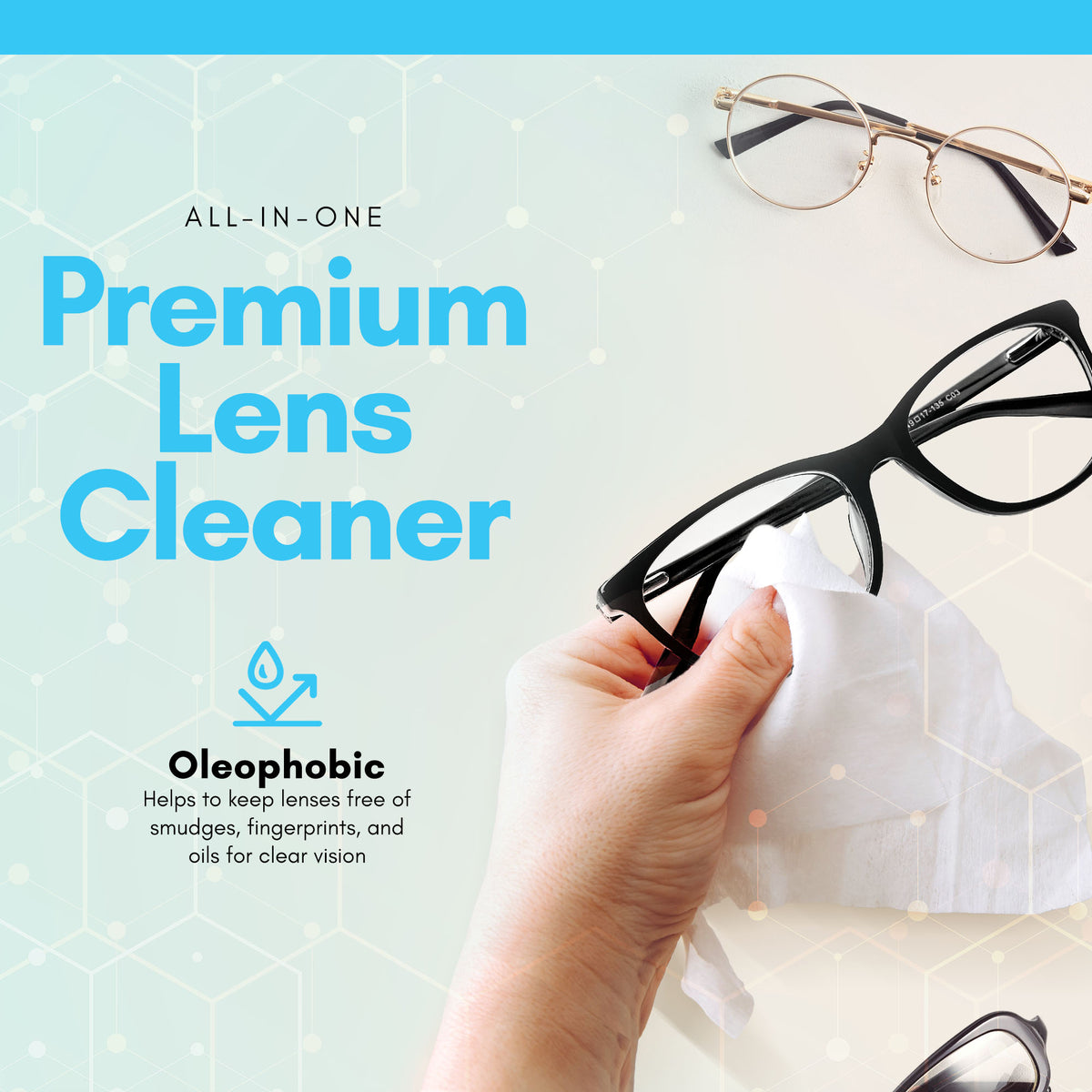 Disposable lens cleaning wipes for prescription glasses, sunglasses and reading glasses