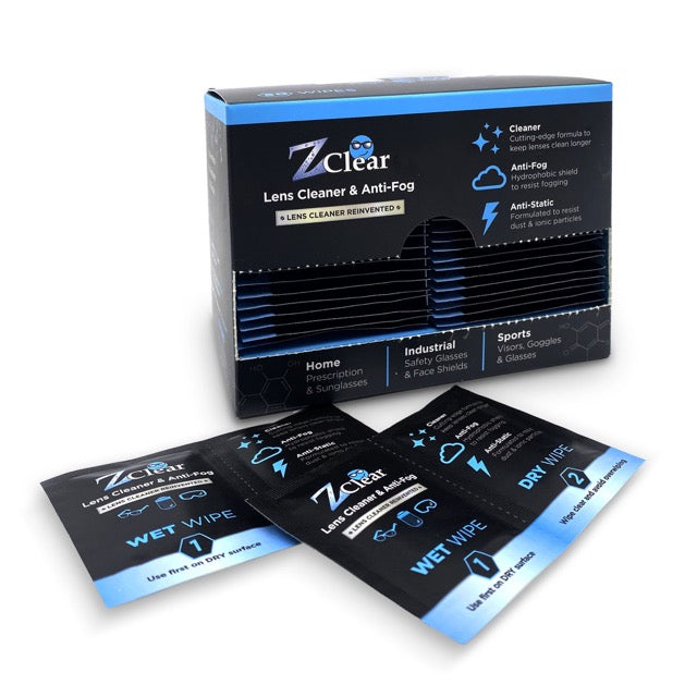 Z Clear wet/dry anti-fog lens wipes 50-pack for glasses and goggles